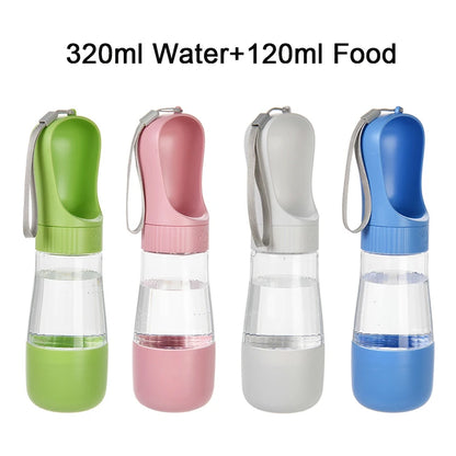 2 in 1 Portable Dog Water Bottle with Food Container