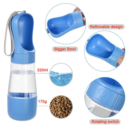 2 in 1 Portable Dog Water Bottle with Food Container