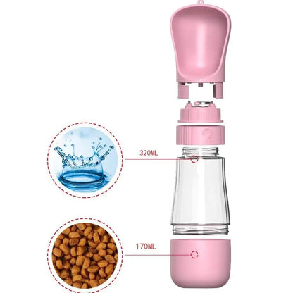 2 in 1 Portable Dog Water Bottle with Food Container